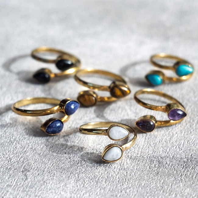 【嬉しいフリーサイズ】天然石のシンプルリング-雫 10 - 色違いで集めたくなる可愛らしさ