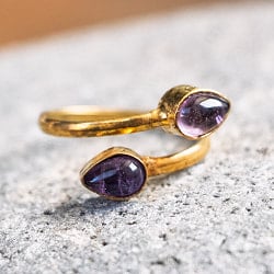 【嬉しいフリーサイズ】天然石のシンプルリング-雫 - サブ2