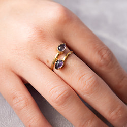 【嬉しいフリーサイズ】天然石のシンプルリング-雫 - サブ3