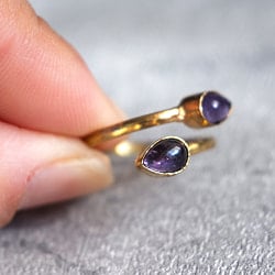 【嬉しいフリーサイズ】天然石のシンプルリング-雫 - サブ5