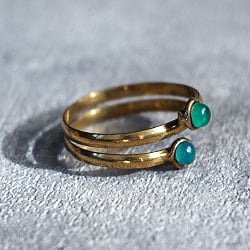 【嬉しいフリーサイズ】天然石のシンプルリング-ダブル - サブ2