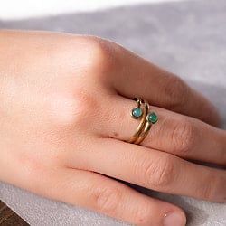 【嬉しいフリーサイズ】天然石のシンプルリング-ダブル - サブ3