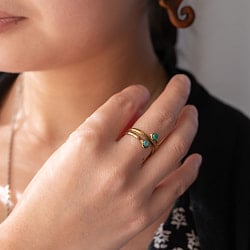 【嬉しいフリーサイズ】天然石のシンプルリング-ダブル - サブ4