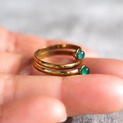 【嬉しいフリーサイズ】天然石のシンプルリング-ダブル - サブ5