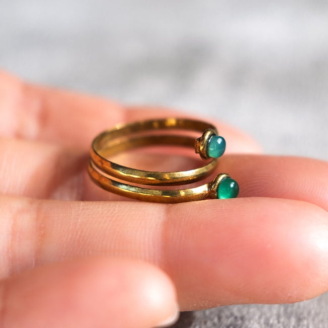 【嬉しいフリーサイズ】天然石のシンプルリング-ダブル 5 - ダブルデザインが個性的です