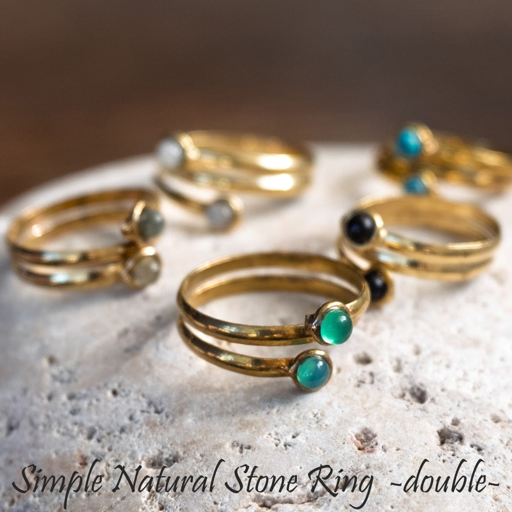 【嬉しいフリーサイズ】天然石のシンプルリング-ダブル1枚目の説明写真です