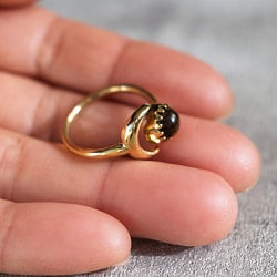 【嬉しいフリーサイズ】天然石のシンプルリング-ムーン＆サン - サブ5