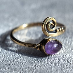 【嬉しいフリーサイズ】天然石のシンプルリング-クルクル - サブ2