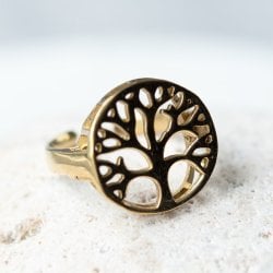 【嬉しいフリーサイズ】ゴールドの生命の樹リングの商品写真