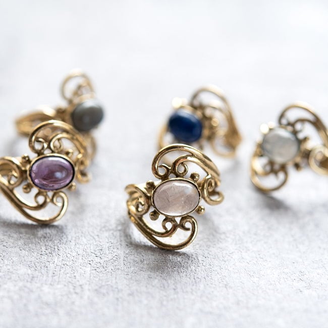 【嬉しいフリーサイズ】天然石のシンプルリング 3 - シンプルで美しいリングです