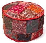 ラジャスタン・パッチワーク円筒形クッションカバー - 赤の商品写真