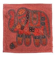 象さんモチーフの手縫いクッションカバー【オレンジ】の商品写真