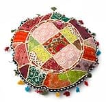 【ラジャスタン刺繍】ふわふわ付き！クッションカバー - 白系の商品写真