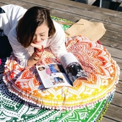 特大サイズ！マンダラ丸型クッションカバー【約90cm】 - サブ3