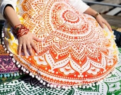 特大サイズ！マンダラ丸型クッションカバー【約90cm】 - サブ5