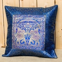 インド伝統柄のクッションカバー【ブルー】の商品写真