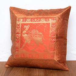 金糸入りのインド伝統柄クッションカバー 駱駝と孔雀 - サブ5