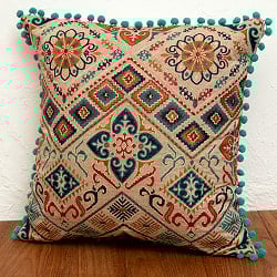 格子柄のコットンクッションカバー - サブ2