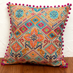 格子柄のコットンクッションカバー - サブ3