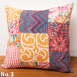 カンタ刺繍とウッドブロックプリントのクッションカバー - サブ4