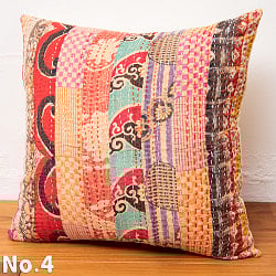 カンタ刺繍とウッドブロックプリントのクッションカバー - サブ5