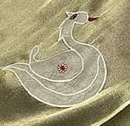 [インド品質]シンプル刺繍のれん【白鳥】の商品写真