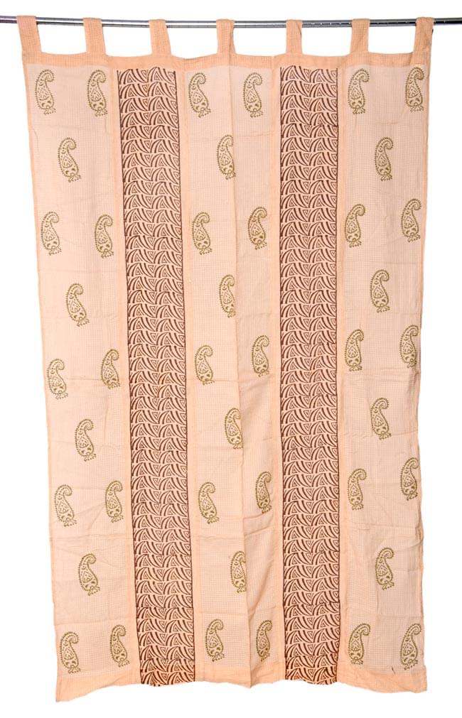 インドのコットンカーテン【ペイズリー柄】 - ライトベージュ の通販