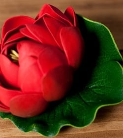 〔約9.5cm〕水に浮かぶ 睡蓮の造花 フローティングロータス - レッド - サブ3