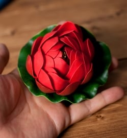 〔約9.5cm〕水に浮かぶ 睡蓮の造花 フローティングロータス - レッド - サブ5