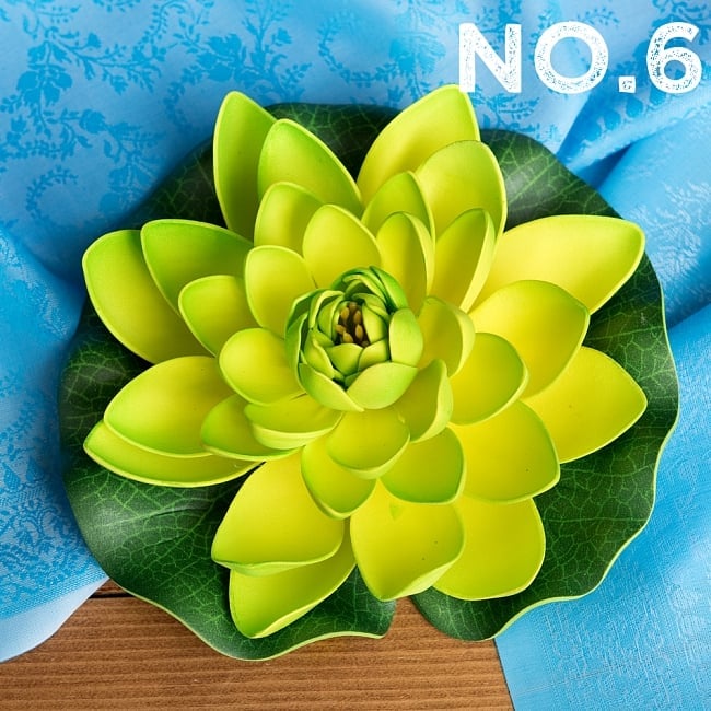 〔約17.5cm〕水に浮かぶ 睡蓮の造花 フローティングロータス 15 - 【No.6】ライムグリーン