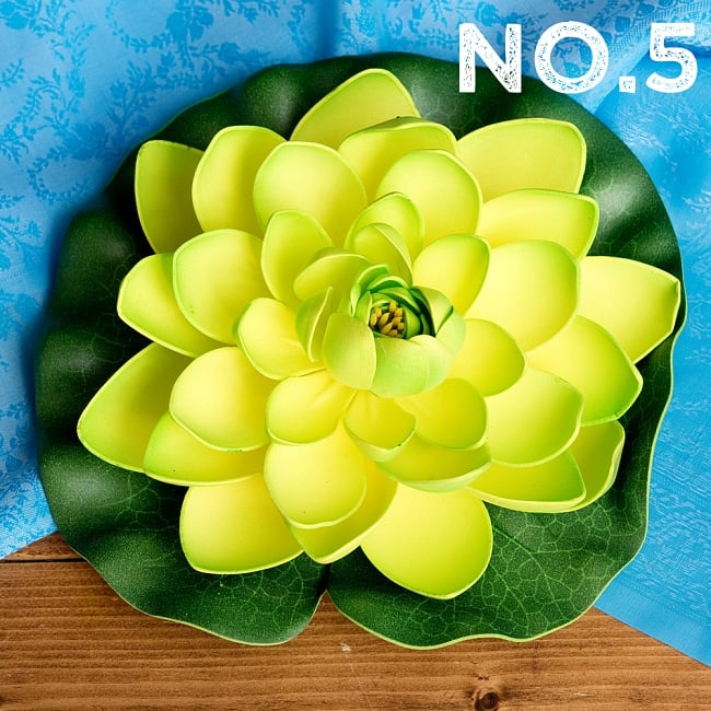 〔約20cm〕水に浮かぶ 睡蓮の造花 フローティングロータス 14 - 【No.5】ライムグリーン