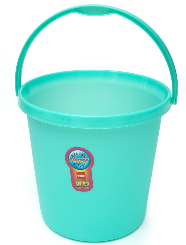インドのトイレセット - バケツとハンドペール【薄グリーン】 2 - バケツのみの写真です