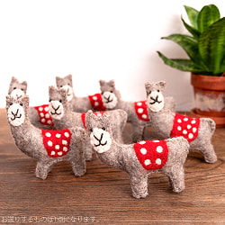 【3個セット】手作りのぬくもり　ネパールフェルトのアルパカ - サブ2