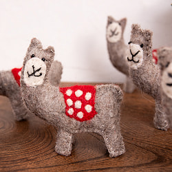 【3個セット】手作りのぬくもり　ネパールフェルトのアルパカ - サブ3