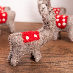 【3個セット】手作りのぬくもり　ネパールフェルトのアルパカ - サブ5