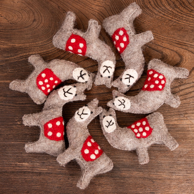 【3個セット】手作りのぬくもり　ネパールフェルトのアルパカ 8 - ひとつひとつ表情もことなります。お送りするのはひとつです。