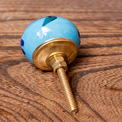 アジアンデザインの取っ手 陶器のプルノブ(ドアノブ)〔約3.3cm〕 - サブ2
