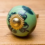 アジアンデザインの取っ手 陶器のプルノブ(ドアノブ)〔約3.5cm〕の商品写真