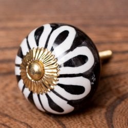 アジアンデザインの取っ手 陶器のプルノブ(ドアノブ)〔約4cm〕(ID-DOOR-103)