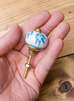 アジアンデザインの取っ手 陶器のプルノブ(ドアノブ)〔約3.2cm〕 - サブ4
