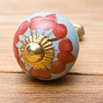 アジアンデザインの取っ手 陶器のプルノブ(ドアノブ)〔約4cm〕