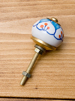 アジアンデザインの取っ手 陶器のプルノブ(ドアノブ)〔約3cm〕 - サブ2