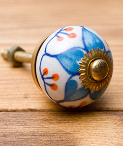 アジアンデザインの取っ手 陶器のプルノブ(ドアノブ)〔約3cm〕 - サブ3