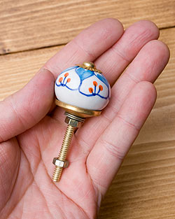 アジアンデザインの取っ手 陶器のプルノブ(ドアノブ)〔約3cm〕 - サブ4