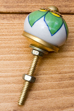 アジアンデザインの取っ手 陶器のプルノブ(ドアノブ)〔約3.5cm〕 - サブ2