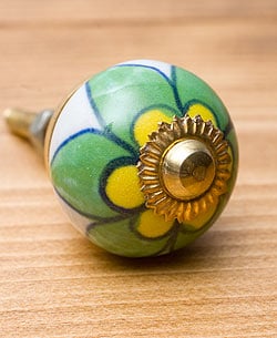 アジアンデザインの取っ手 陶器のプルノブ(ドアノブ)〔約3.5cm〕 - サブ3