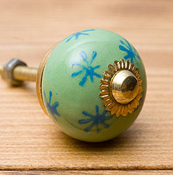 アジアンデザインの取っ手 陶器のプルノブ(ドアノブ)〔約4.7cm〕 - サブ3