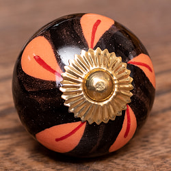 アジアンデザインの取っ手 陶器のプルノブ(ドアノブ)〔約4cm〕 - サブ3