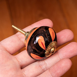 アジアンデザインの取っ手 陶器のプルノブ(ドアノブ)〔約4cm〕 - サブ4