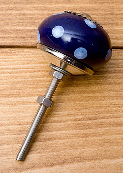 アジアンデザインの取っ手 陶器のプルノブ(ドアノブ)〔約3.2cm〕 - サブ2